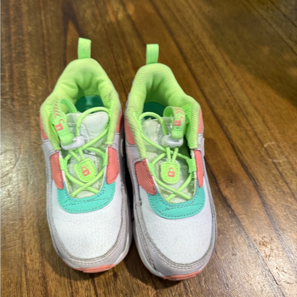 Nike Kids Sneakers in White, Green, and Pink